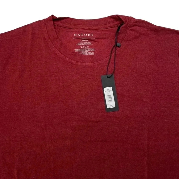 Natori Buji Red Modal Blend Crewneck Long Sleeve Mens T-Shirt Size Large - Picture 4 of 10